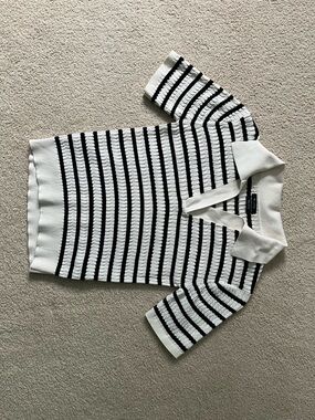 Massimo Dutti Striped Knit Polo Top